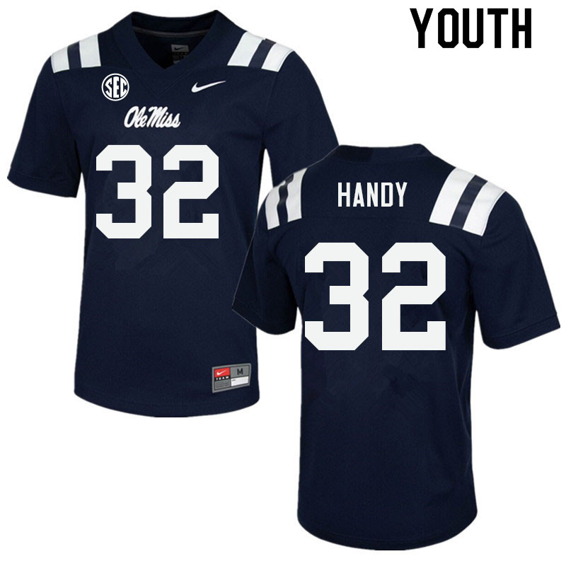 Youth #32 Jaden Handy Ole Miss Rebels College Football Jerseys Sale-Navy